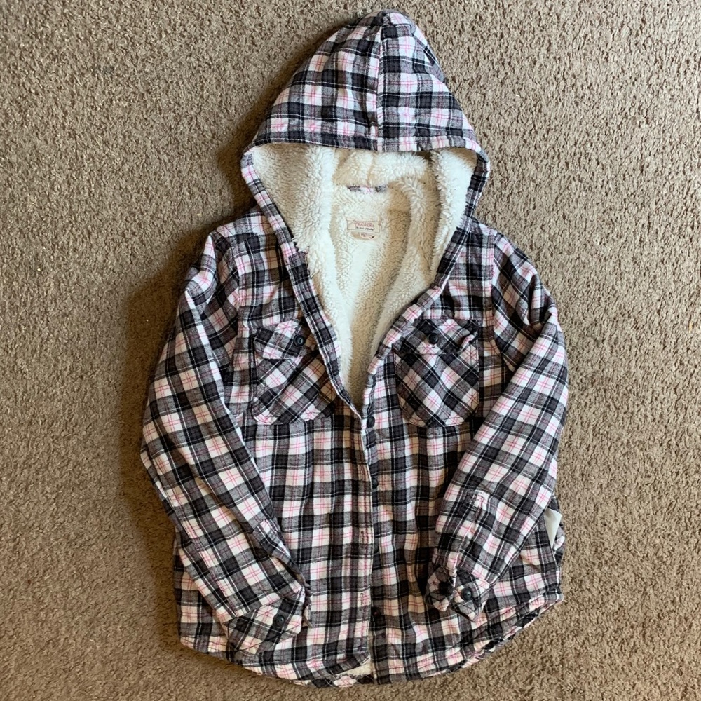 Girls Sherpa Lined Plaid Jacket